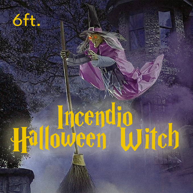 Six-Foot Floating Witch Yard Decor For Spooky Outdoor Ambience