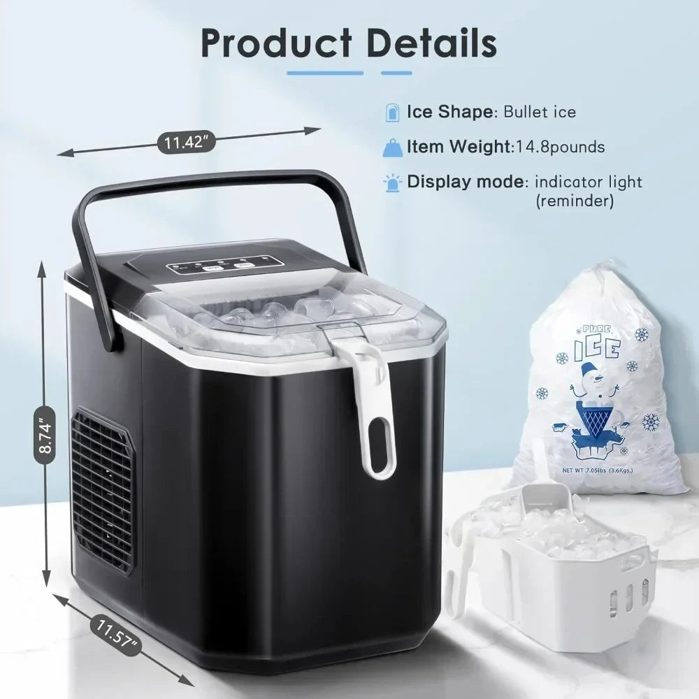 Effortless Ice Maker: Portable Countertop Nugget Ice Machine With Self-Cleaning