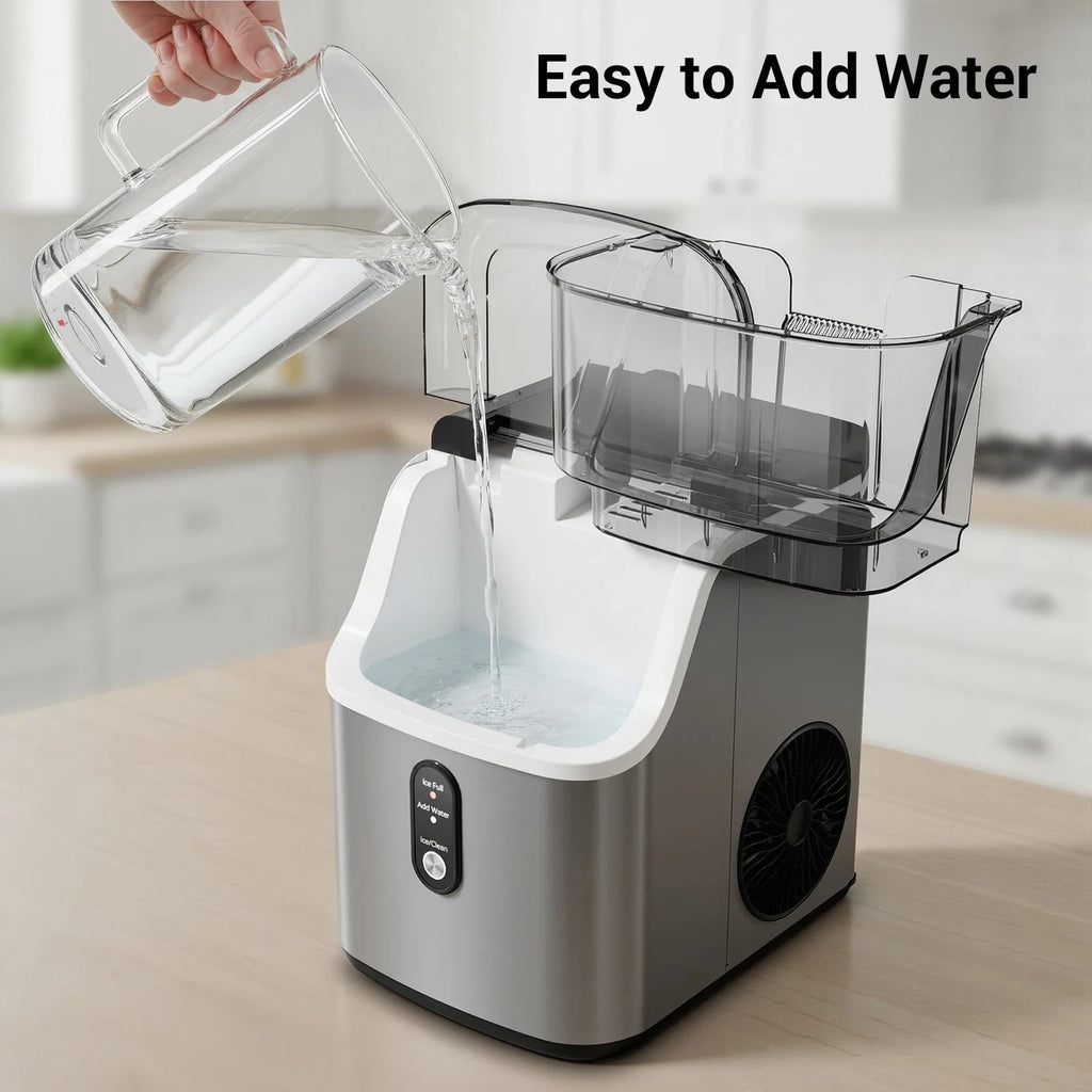 Effortless Nugget Ice Maker With Self-Cleaning Countertop For Soft Chewable Ice
