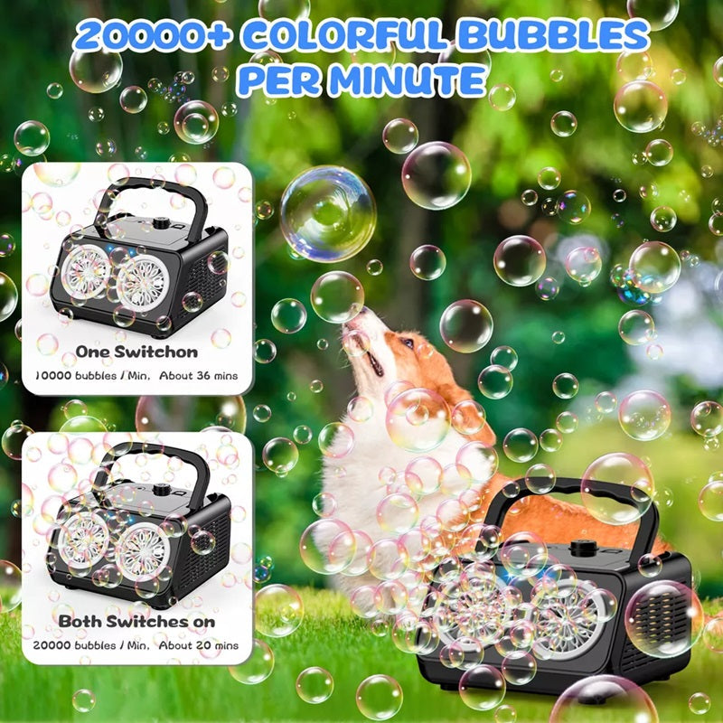 Electric Bubble Machine Delivers 20,000 Bubbles Each Minute With Dual Fans