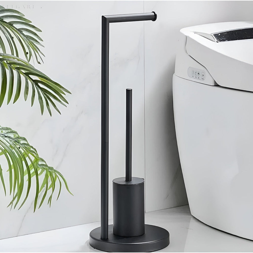 Elegant Bathroom Collection Freestanding Toilet Paper Dispenser With Built In Brush