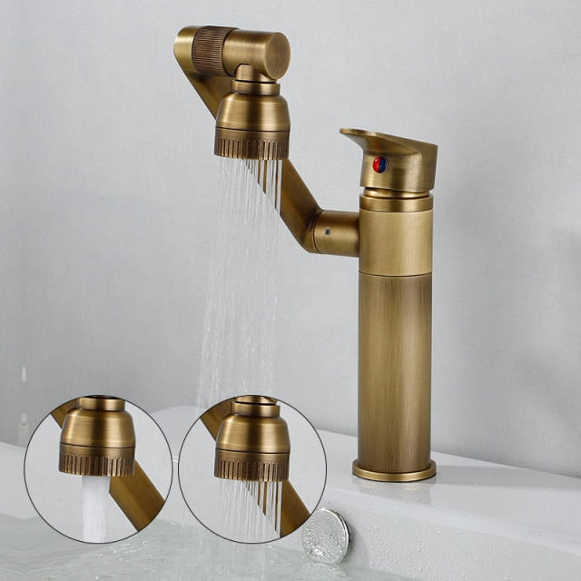 Elegant Collection Brass Kitchen Faucet With 360-Degree Rotation And Dual Spray