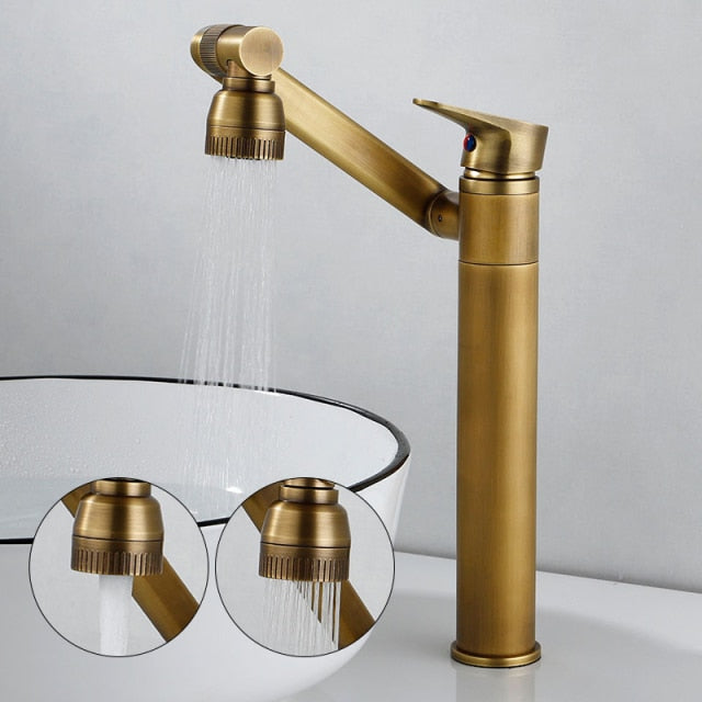 Elegant Collection Brass Kitchen Faucet With 360-Degree Rotation And Dual Spray