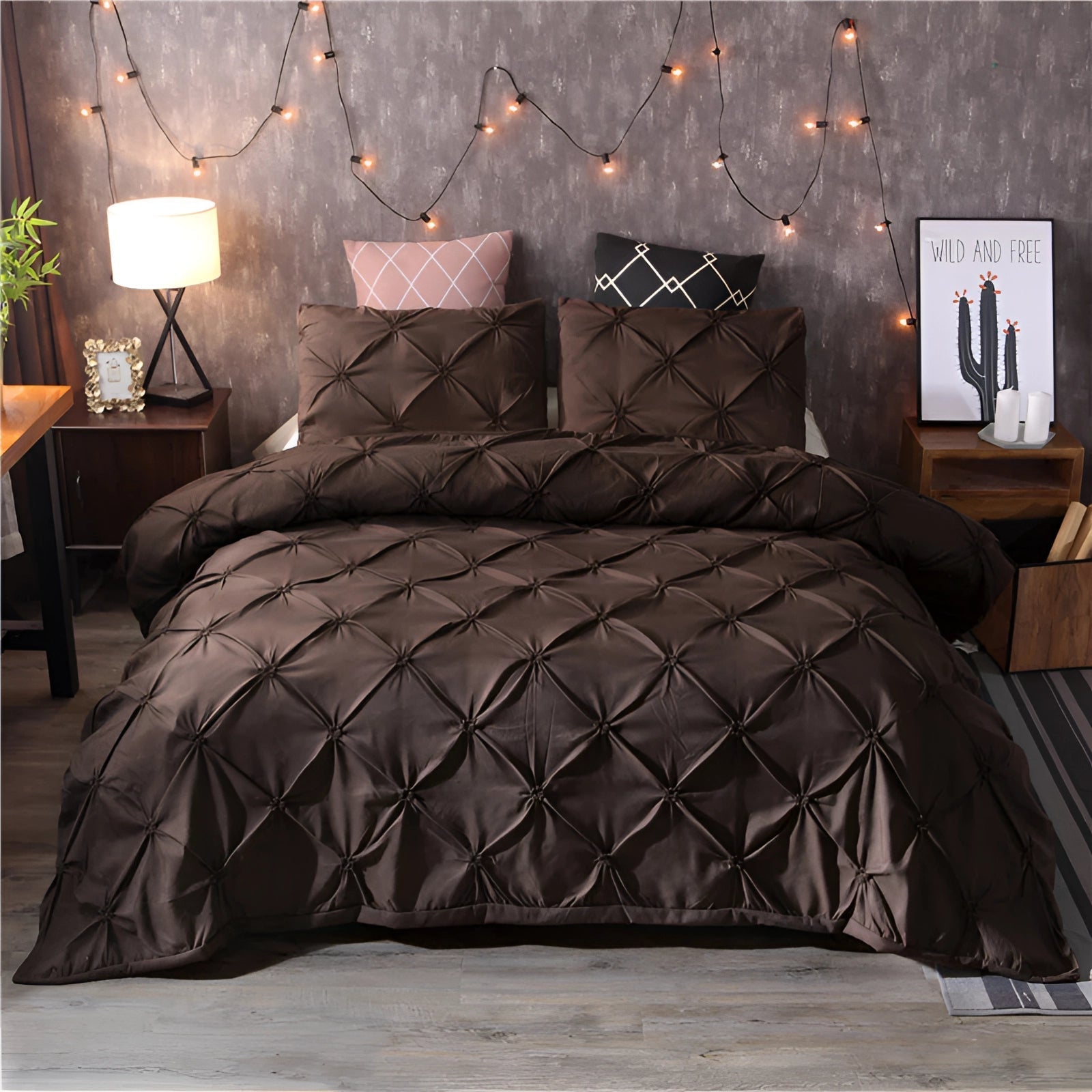 Lux Black Pinch Pleat Comforter Set For Modern Bedrooms