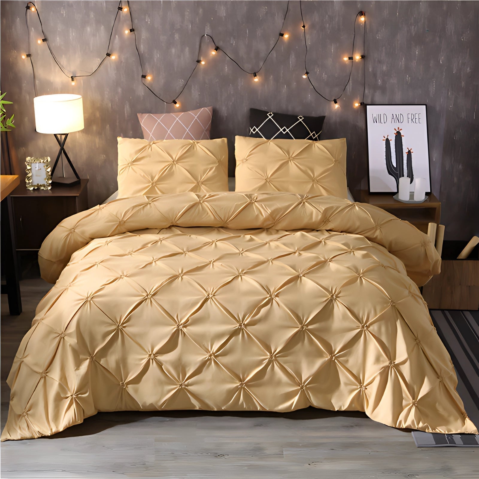 Lux Black Pinch Pleat Comforter Set For Modern Bedrooms