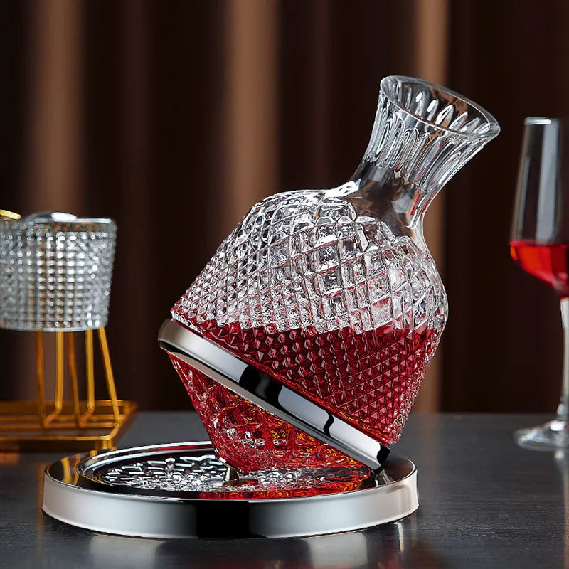 Elegant Crystal Wine Decanter With 360 Degree Spin For Richer Aeration