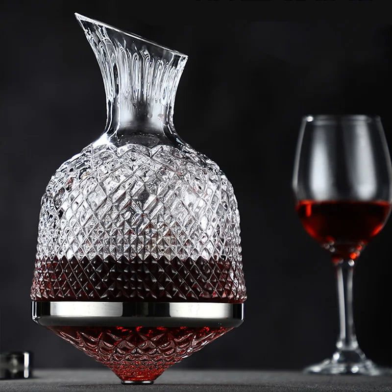 Elegant Crystal Wine Decanter With 360 Degree Spin For Richer Aeration