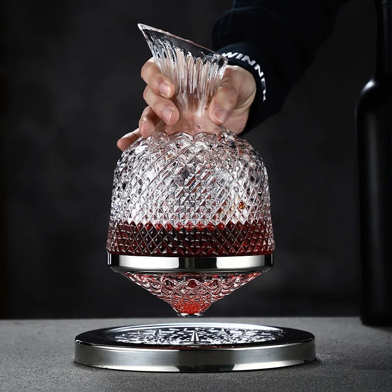 Elegant Crystal Wine Decanter With 360 Degree Spin For Richer Aeration