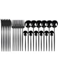 Matte Black Flatware Set With Portable Case For Outdoor Dining