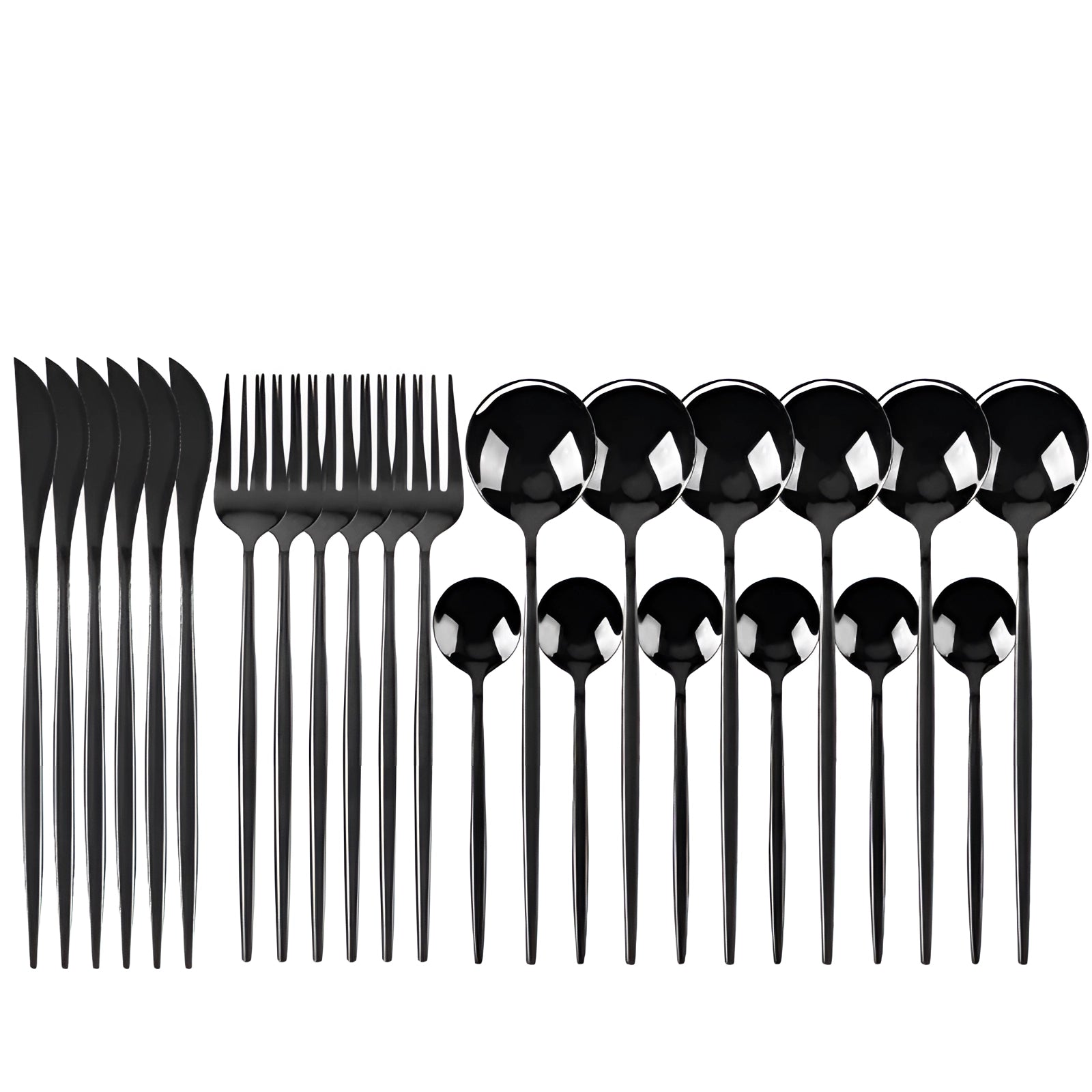 Matte Black Flatware Set With Portable Case For Outdoor Dining
