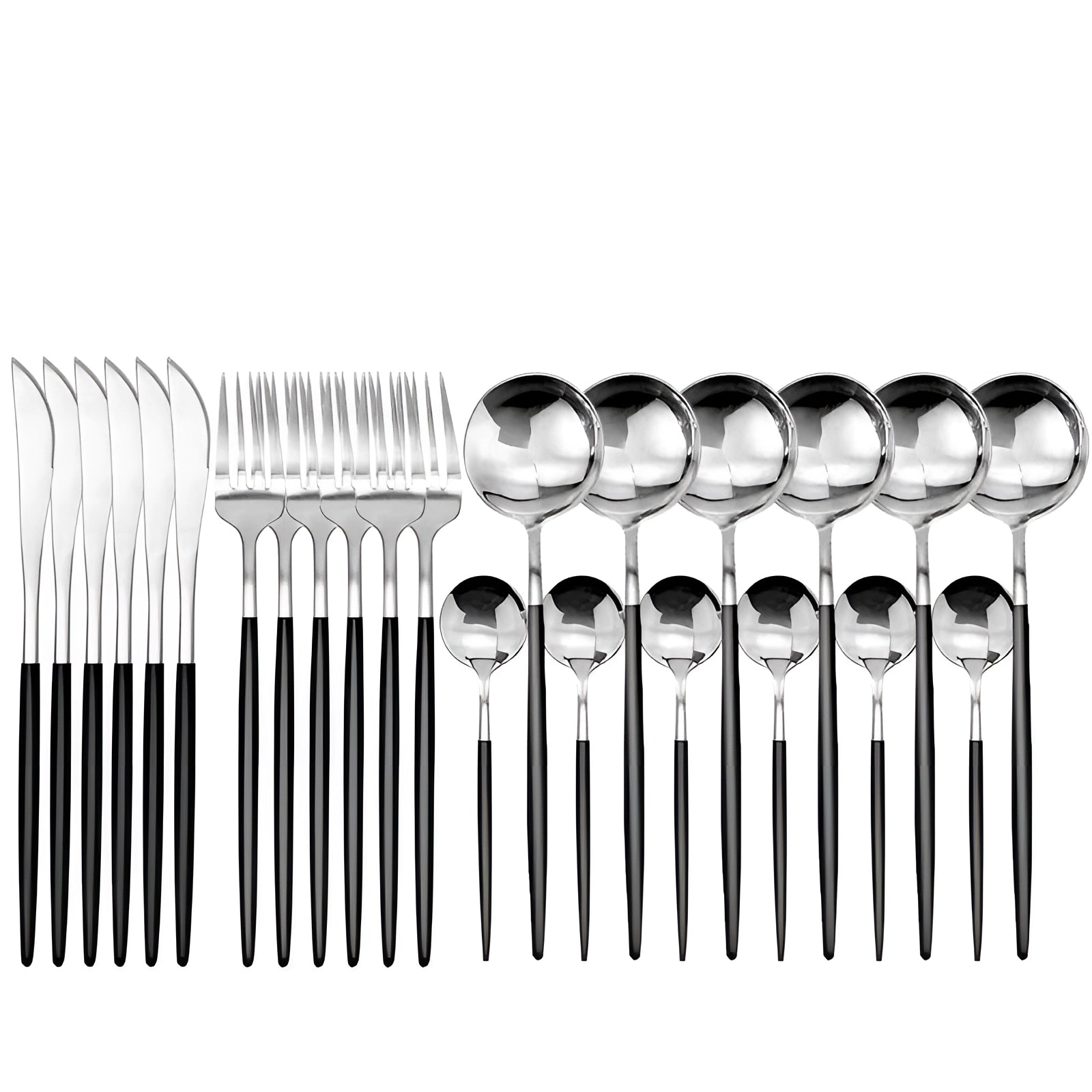Matte Black Flatware Set With Portable Case For Outdoor Dining