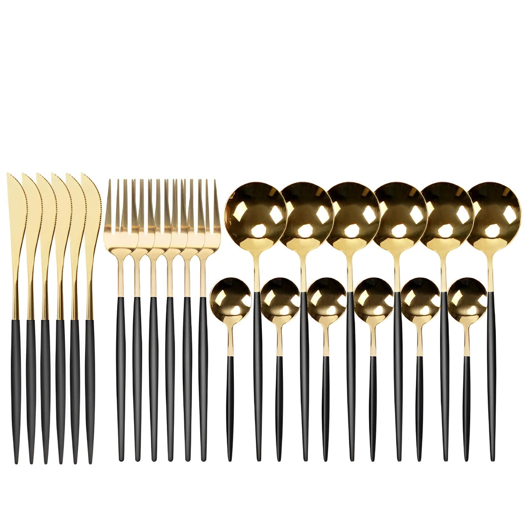 Matte Black Flatware Set With Portable Case For Outdoor Dining