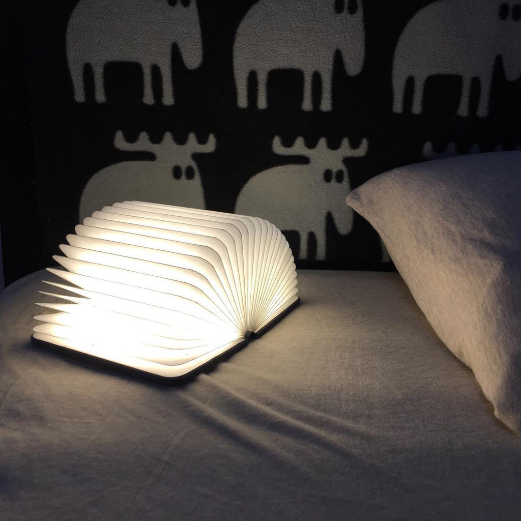 Foldable Book Lamp With Wooden Cover And Adjustable Angles Night Light