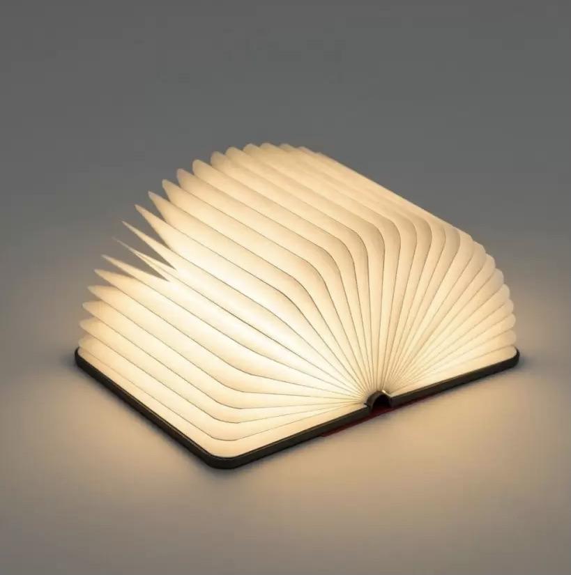 Foldable Book Lamp With Wooden Cover And Adjustable Angles Night Light