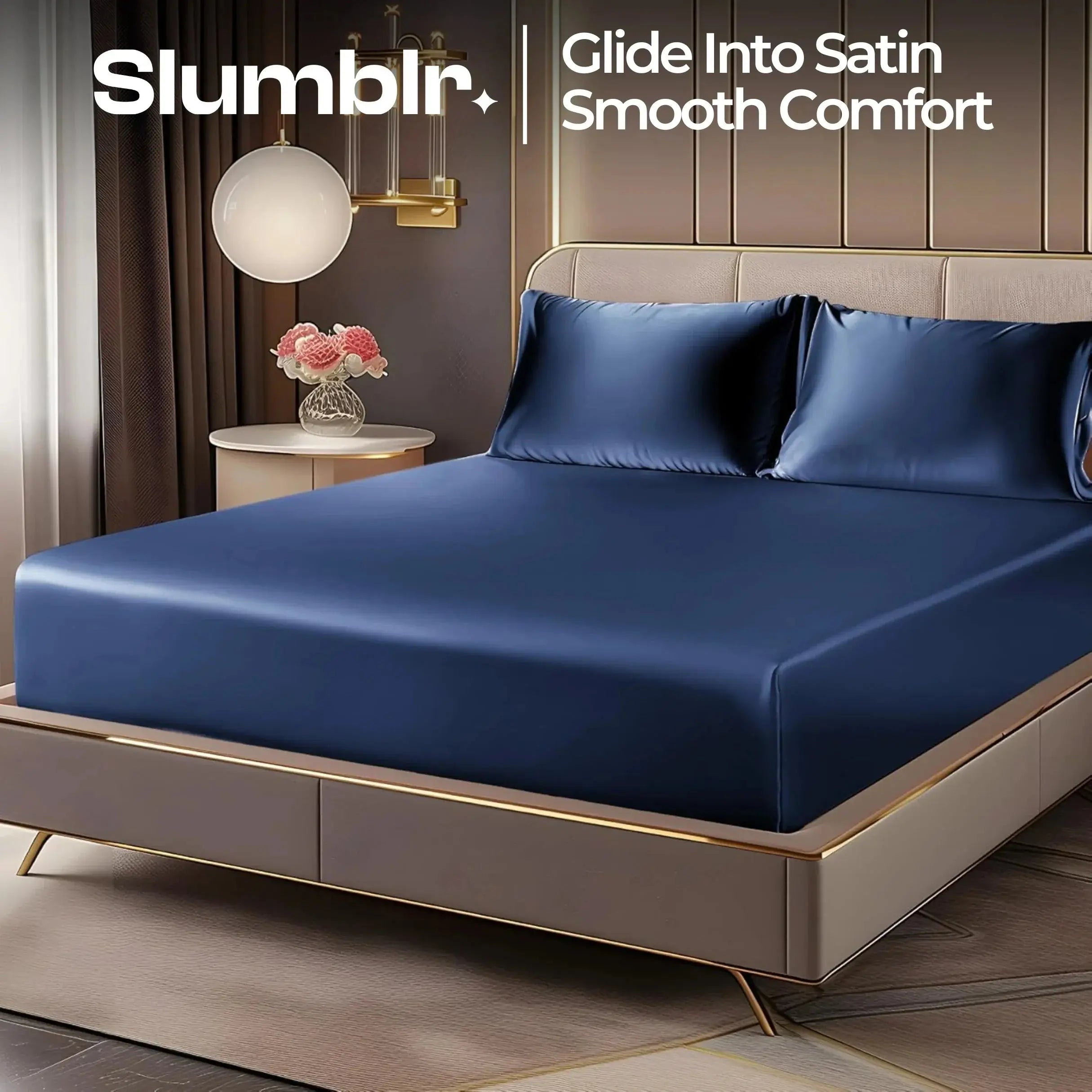 Elegant Home Satin Deep Pocket Fitted Sheets For Soft Comfortable Sleep