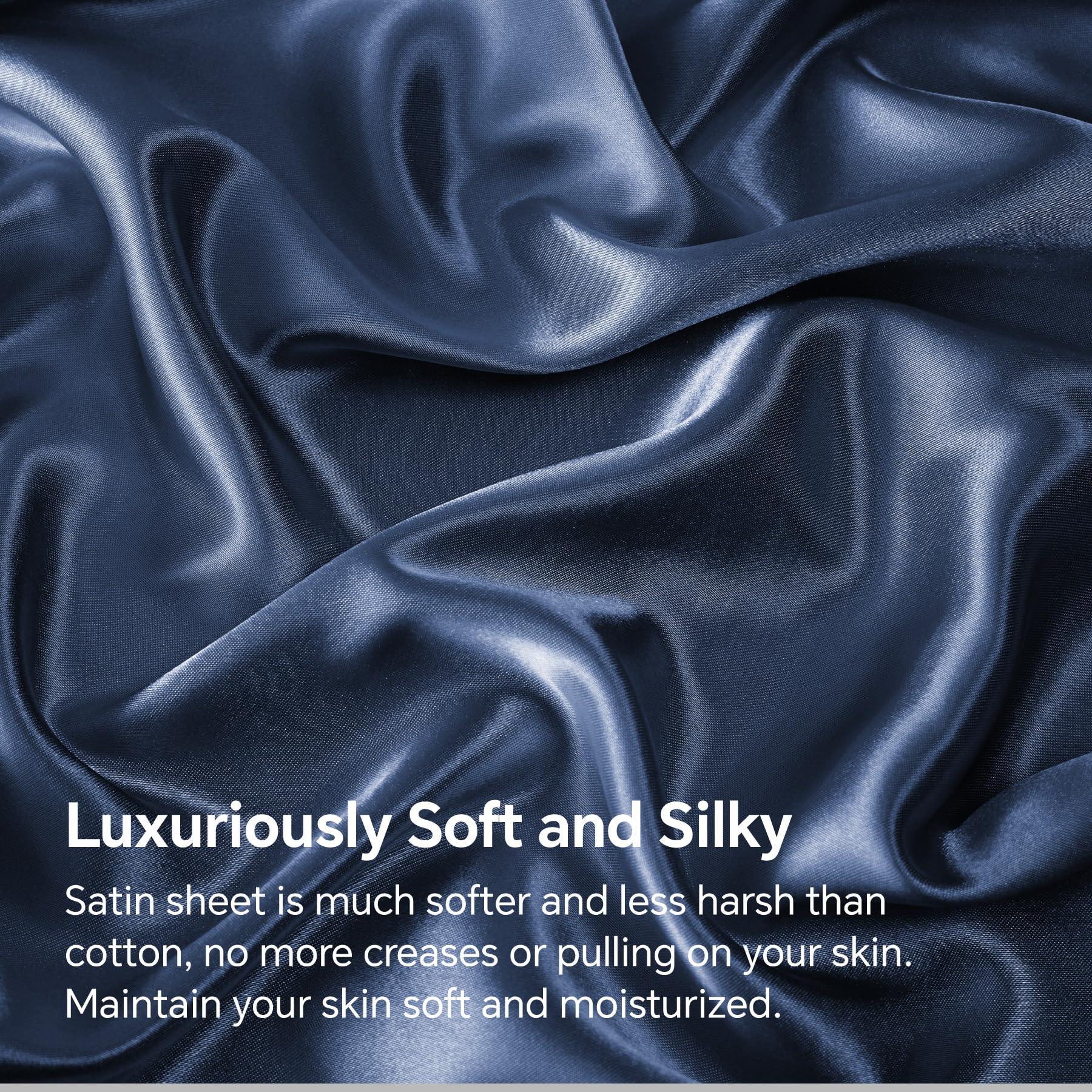 Elegant Home Satin Deep Pocket Fitted Sheets For Soft Comfortable Sleep