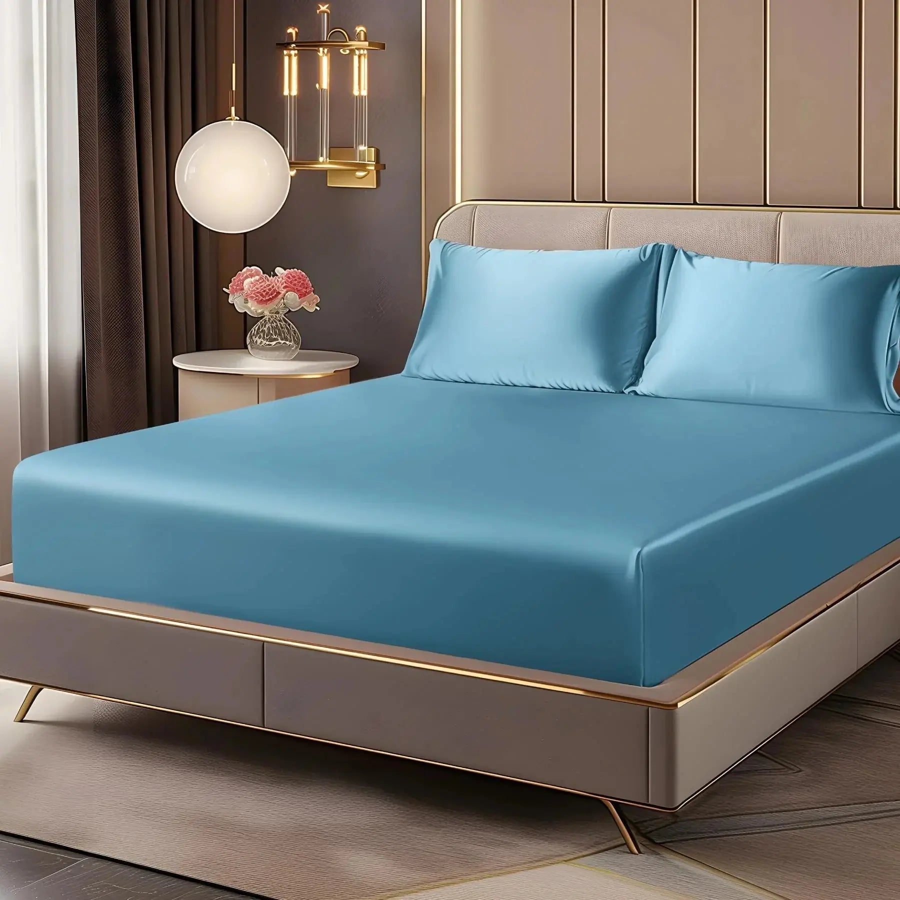 Elegant Home Satin Deep Pocket Fitted Sheets For Soft Comfortable Sleep