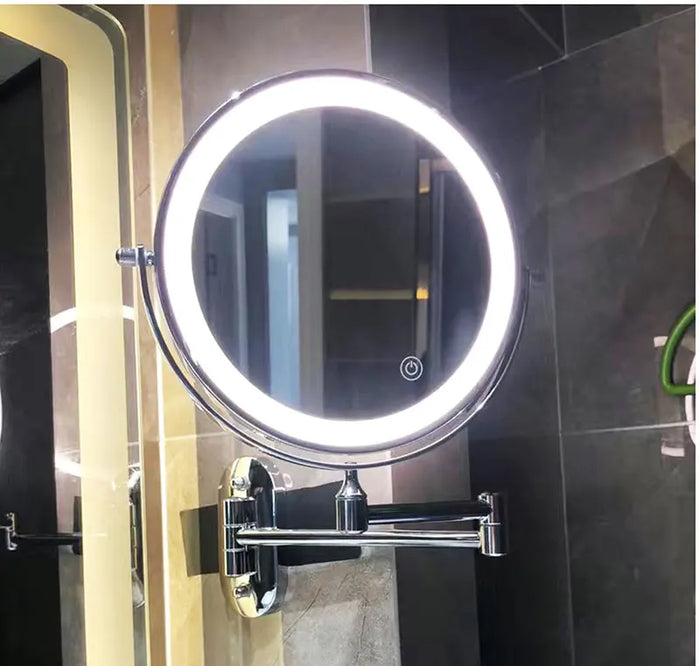Sleek Magnifying Mirror With LED Lighting For Flawless Makeup
