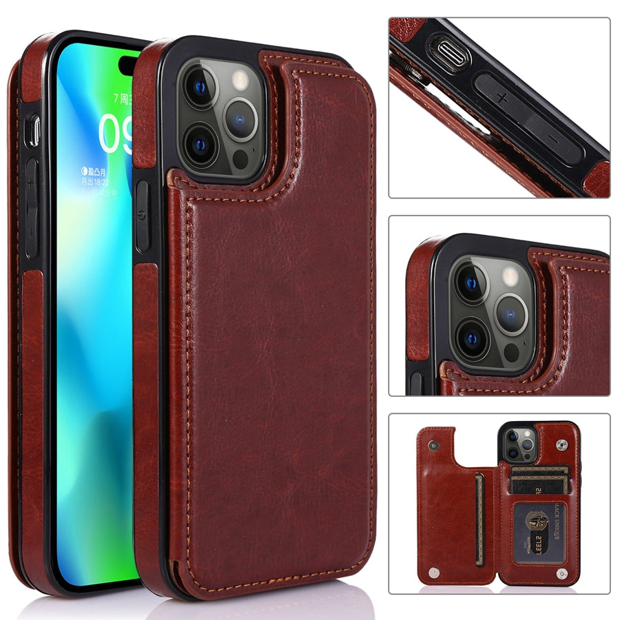 Sleek Leather Wallet Case For Phone With Card Slots And Magnetic Closure
