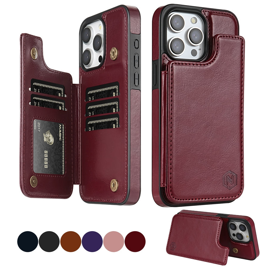 Sleek Leather Wallet Case For Phone With Card Slots And Magnetic Closure