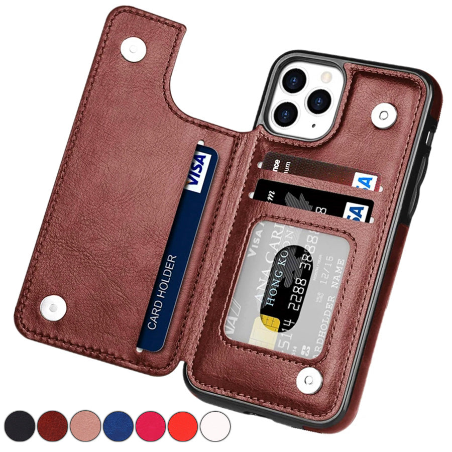 Sleek Leather Wallet Case For Phone With Card Slots And Magnetic Closure