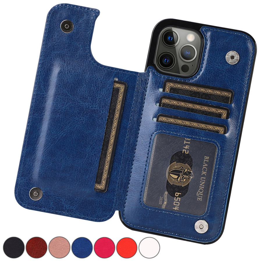 Sleek Leather Wallet Case For Phone With Card Slots And Magnetic Closure