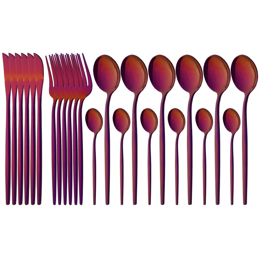 Pink Flatware Set With Ergonomic Handles For Elegant Dining