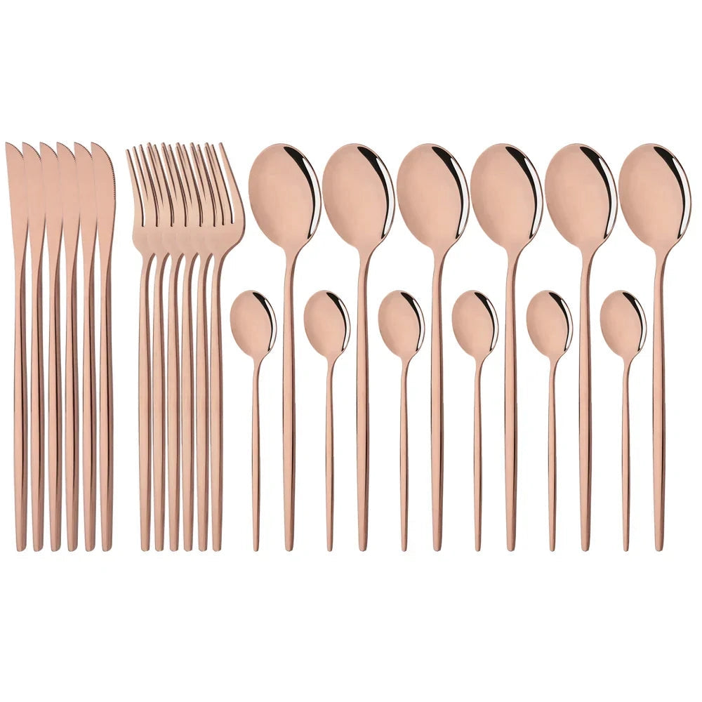 Pink Flatware Set With Ergonomic Handles For Elegant Dining