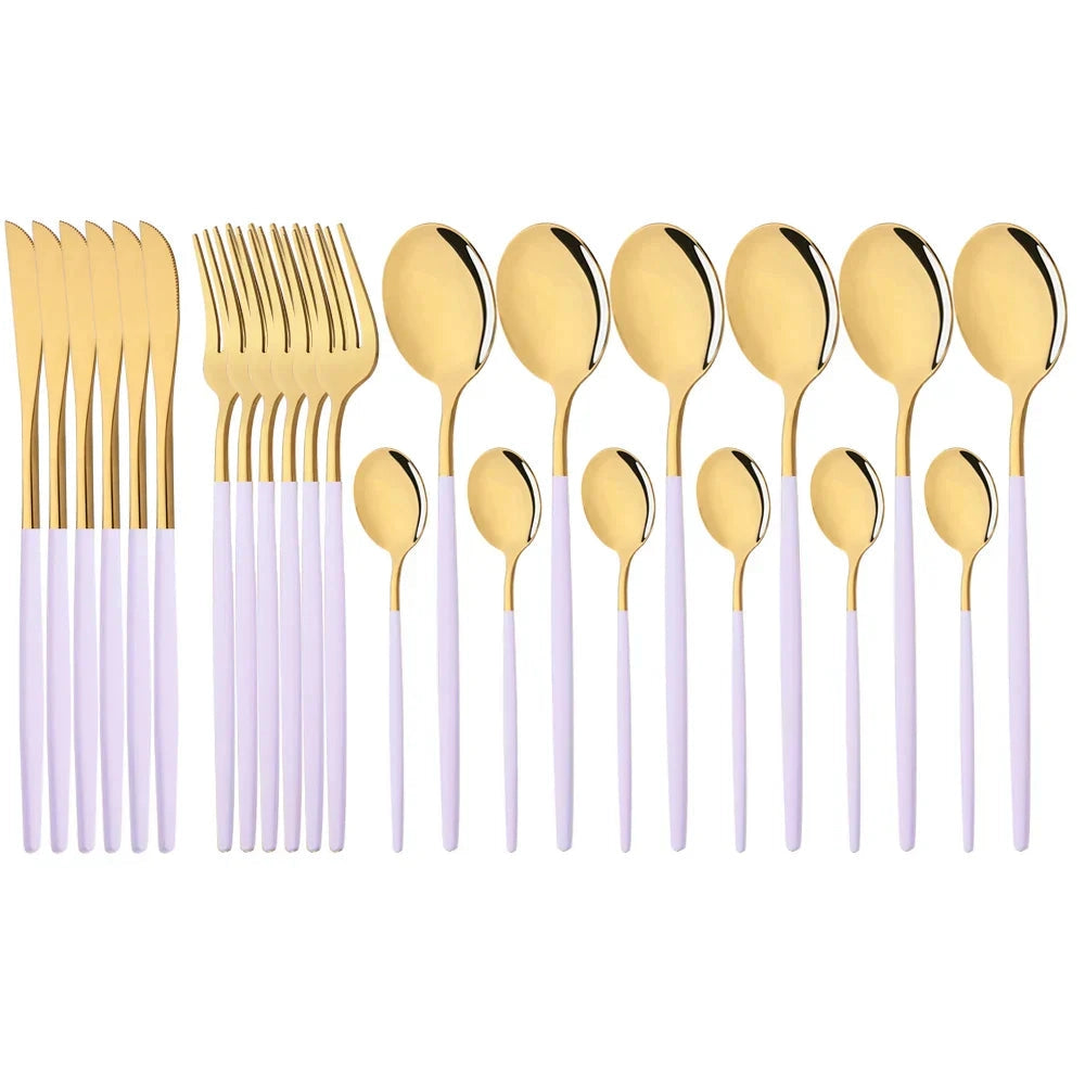 Pink Flatware Set With Ergonomic Handles For Elegant Dining