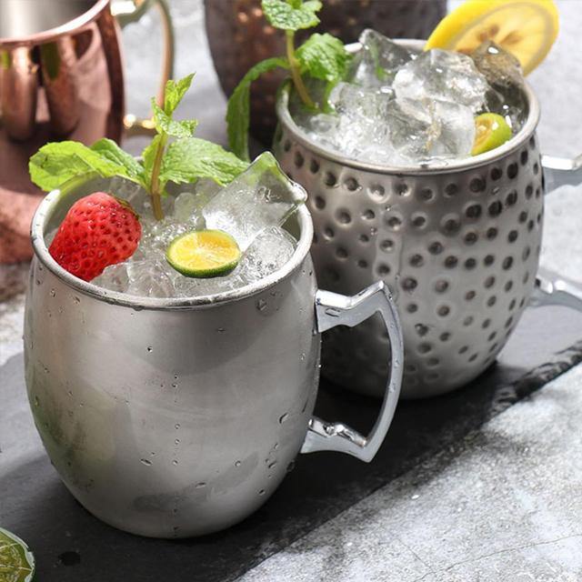 Stainless Steel Moscow Mule Mugs Set With High Gloss Finish For Chilled Cocktails