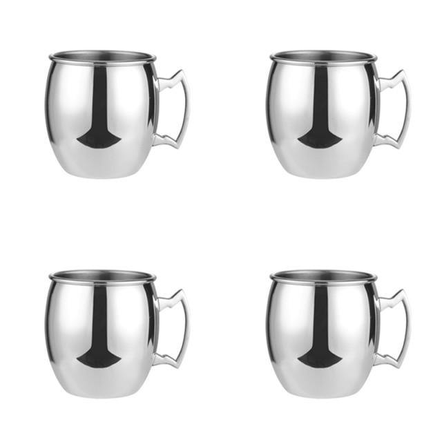 Stainless Steel Moscow Mule Mugs Set With High Gloss Finish For Chilled Cocktails