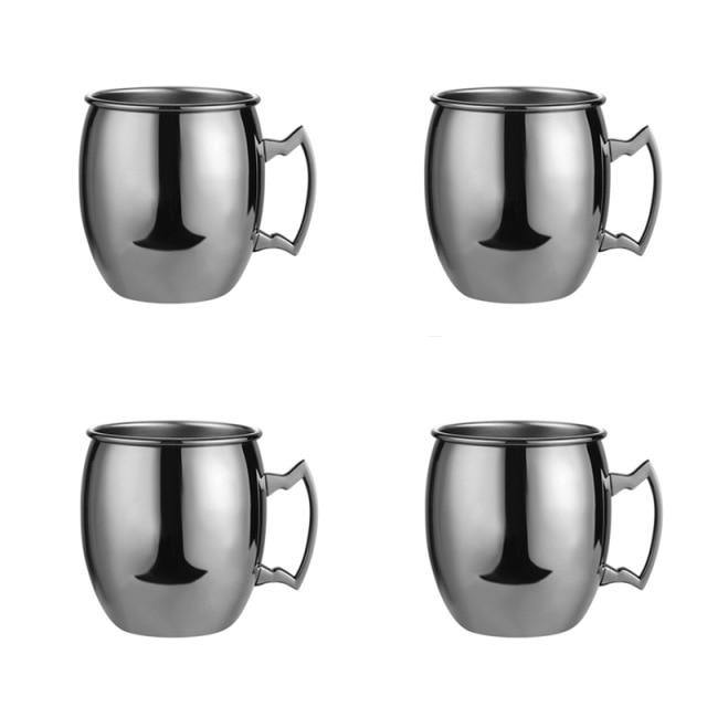 Stainless Steel Moscow Mule Mugs Set With High Gloss Finish For Chilled Cocktails