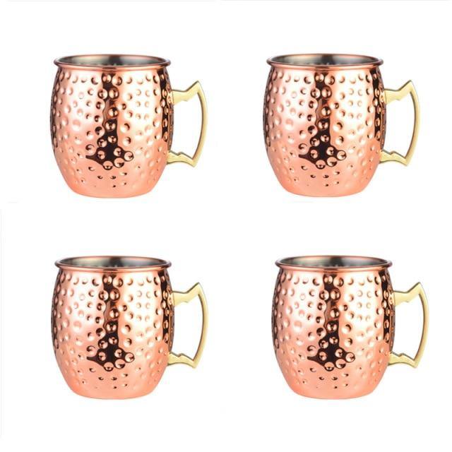 Stainless Steel Moscow Mule Mugs Set With High Gloss Finish For Chilled Cocktails