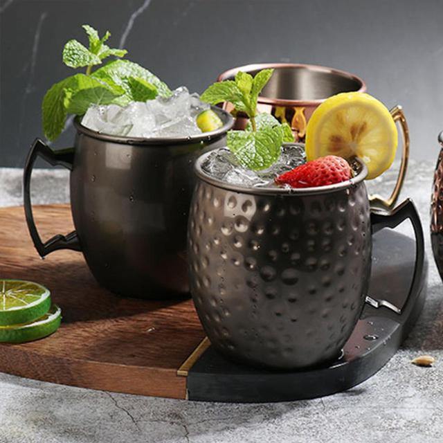 Stainless Steel Moscow Mule Mugs Set With High Gloss Finish For Chilled Cocktails