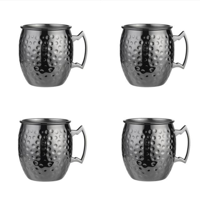 Stainless Steel Moscow Mule Mugs Set With High Gloss Finish For Chilled Cocktails