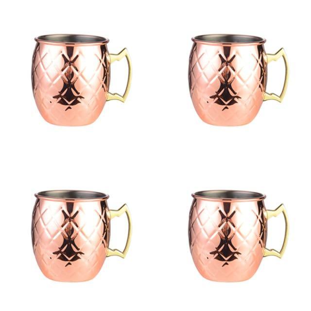 Stainless Steel Moscow Mule Mugs Set With High Gloss Finish For Chilled Cocktails