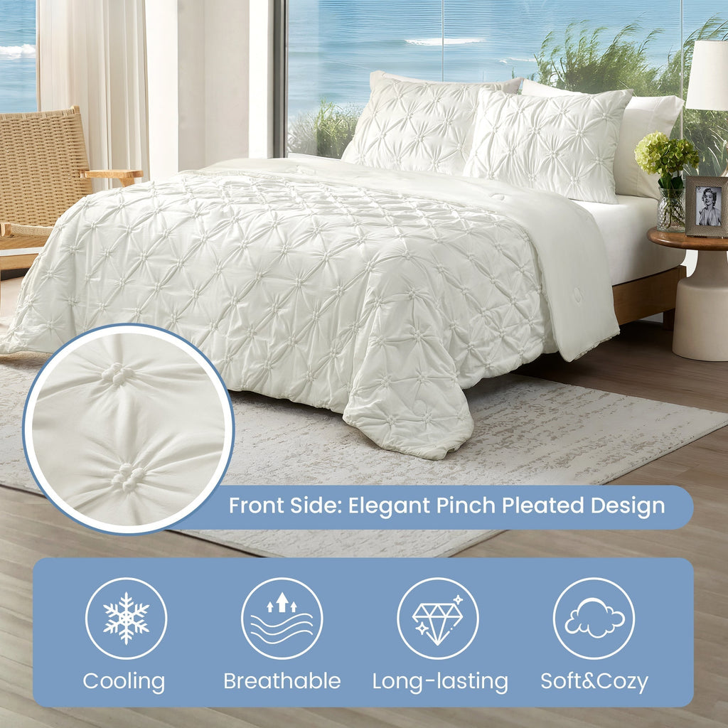 Elegant Pintuck Cooling Comforter With Breathable And Lightweight Design