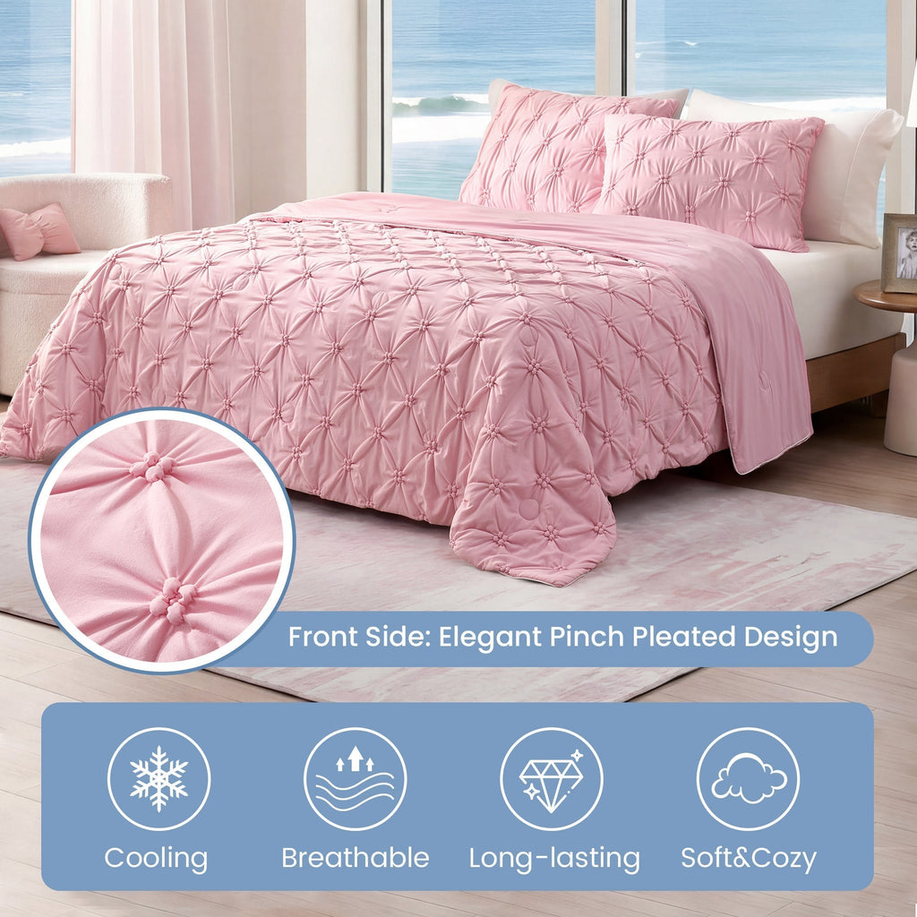 Elegant Pintuck Cooling Comforter With Breathable And Lightweight Design