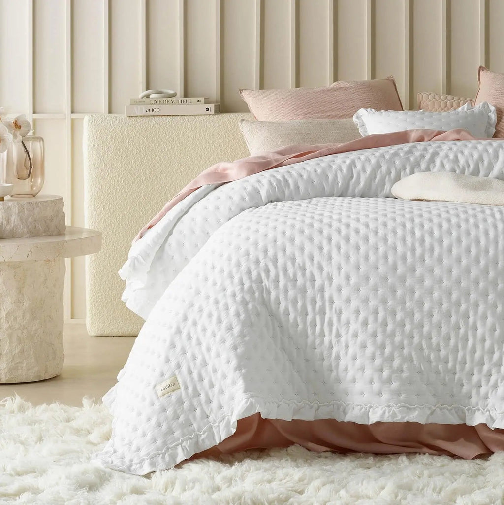 Soft Ruffled Mattress Cover Featuring Scalloped Edges For A Cozy Bedroom