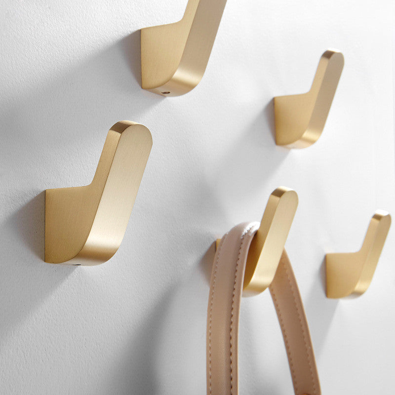 Elegant Wall Hooks Modern Golden Brass Robe Hooks With Durable Design For Organized Spaces