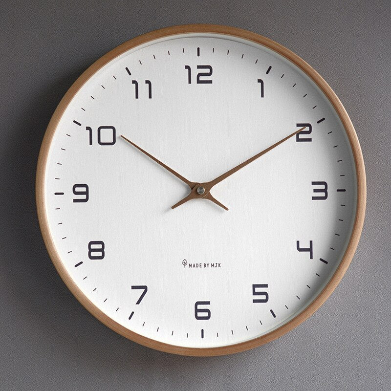 Minimalist Wall Clock In Warm Wood Finish With Quartz Movement