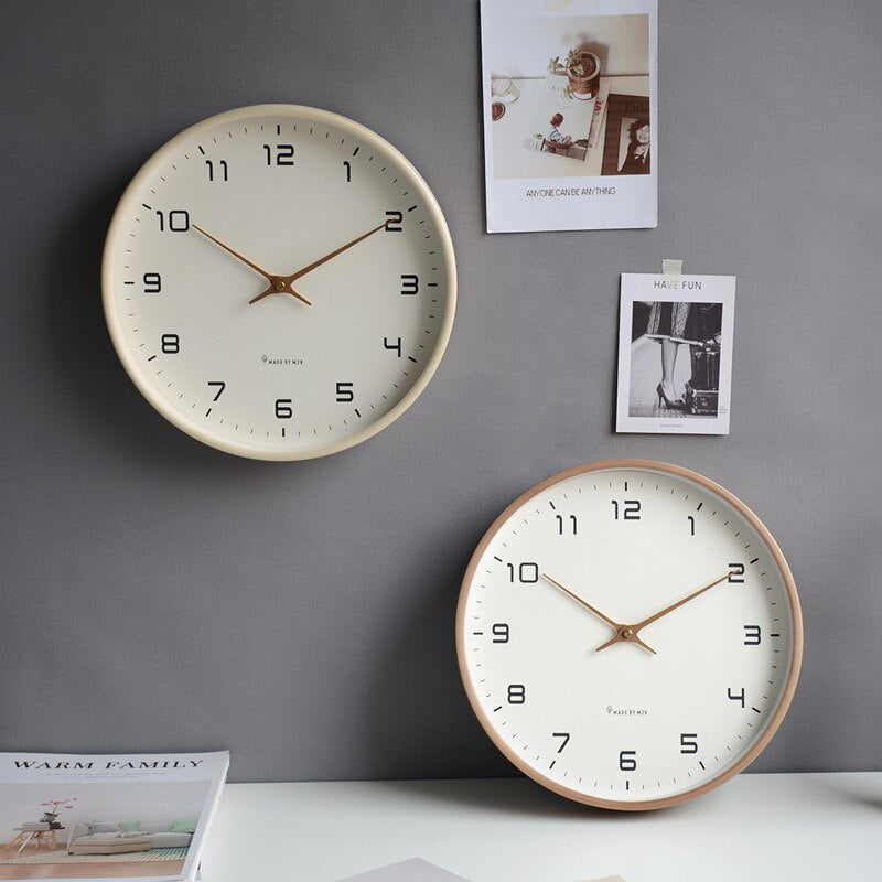 Minimalist Wall Clock In Warm Wood Finish With Quartz Movement