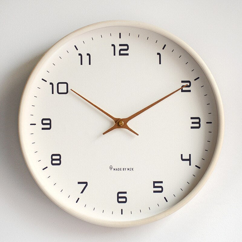 Minimalist Wall Clock In Warm Wood Finish With Quartz Movement