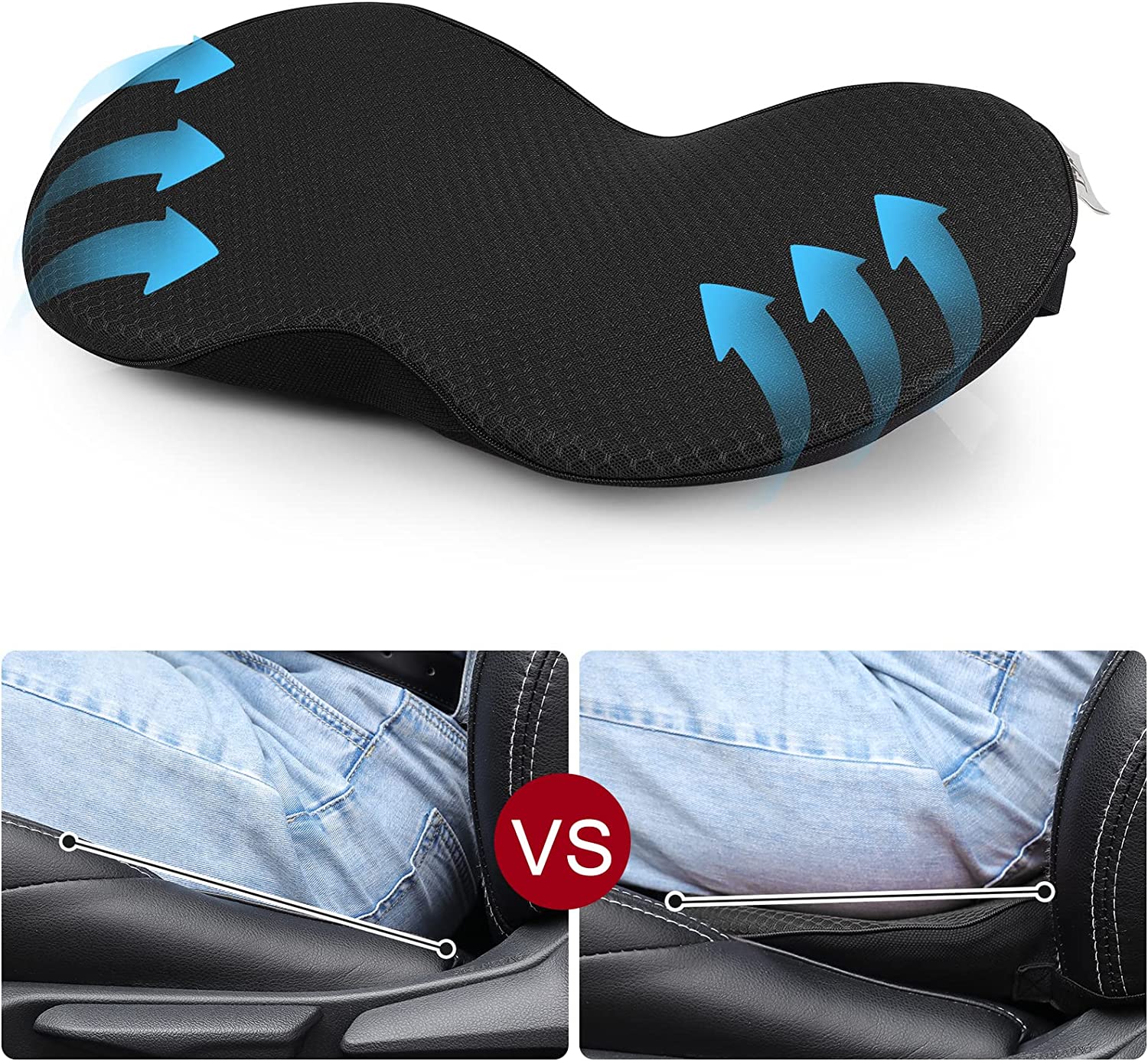 Height Boost Seat Cushion With Non Slip Base For Clearer Driving Visibility