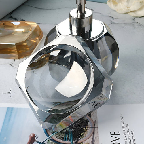Elite Bath Accessories Set With Crystal Glass Detailing