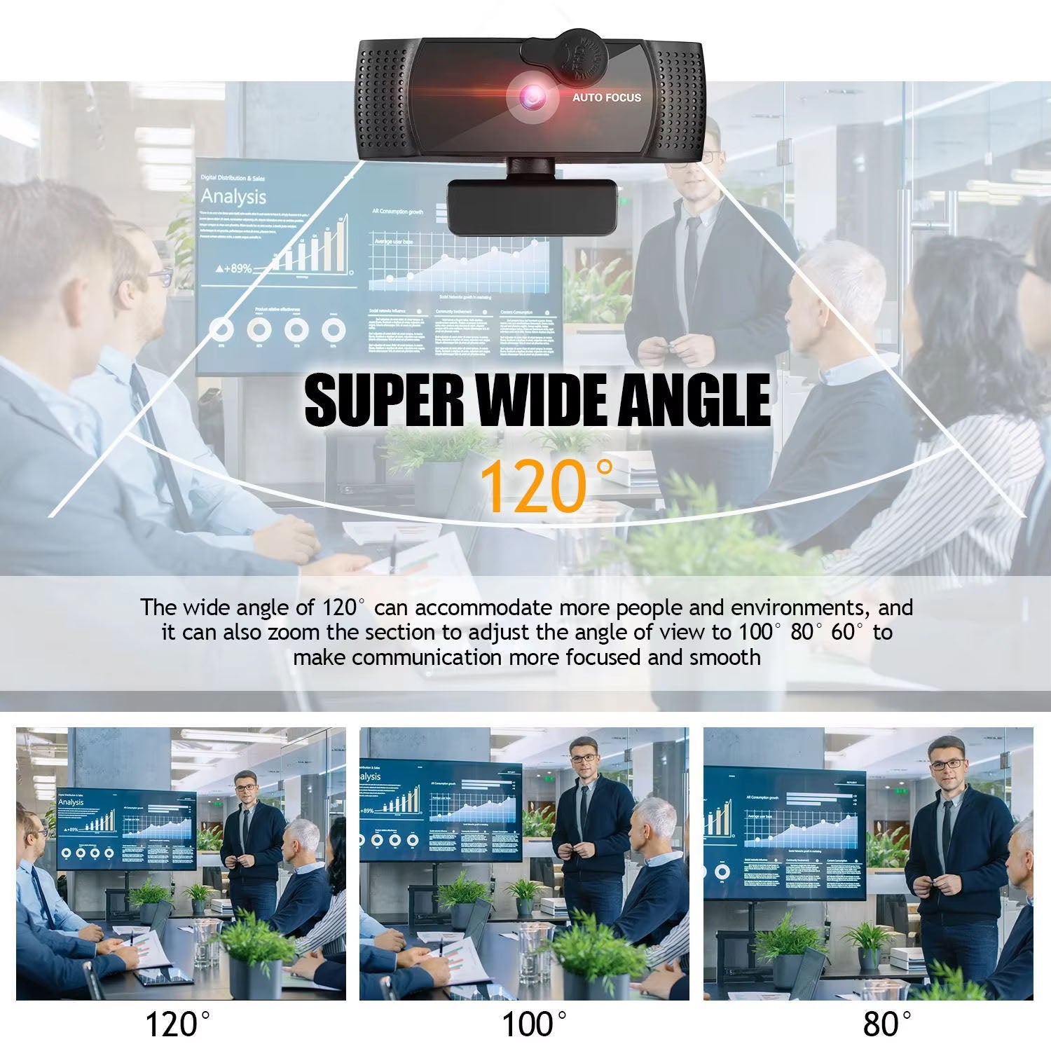 Elite Presence 4K Webcam With Dual Noise Reducing Mics And 120 Degree Wide Angle