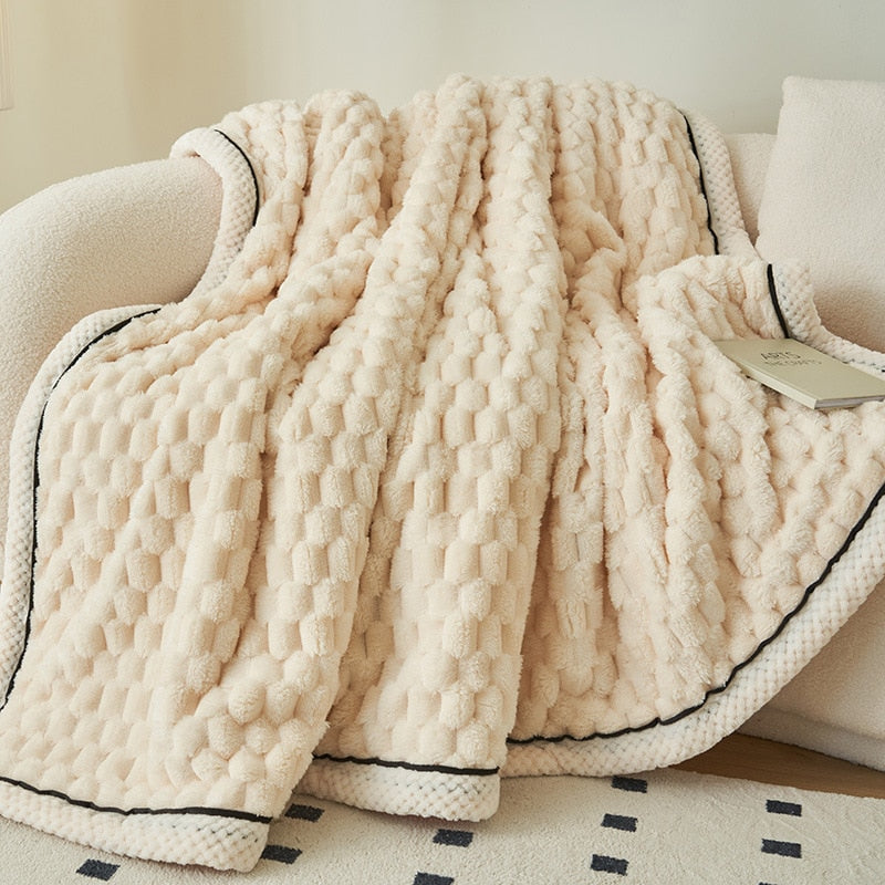 Eloise Collection Soft Flannel Fleece Blanket With Velvet Design For Year Round Comfort