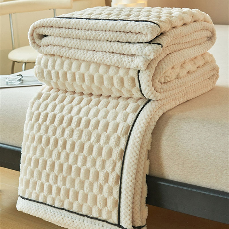 Eloise Collection Soft Flannel Fleece Blanket With Velvet Design For Year Round Comfort
