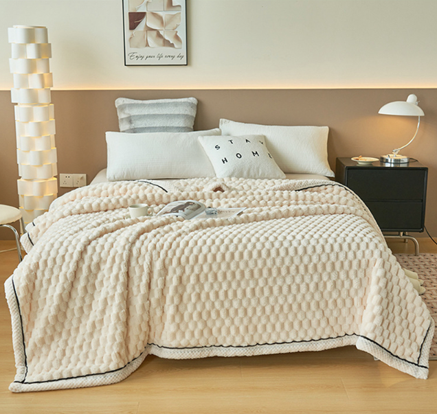 Eloise Collection Soft Flannel Fleece Blanket With Velvet Design For Year Round Comfort