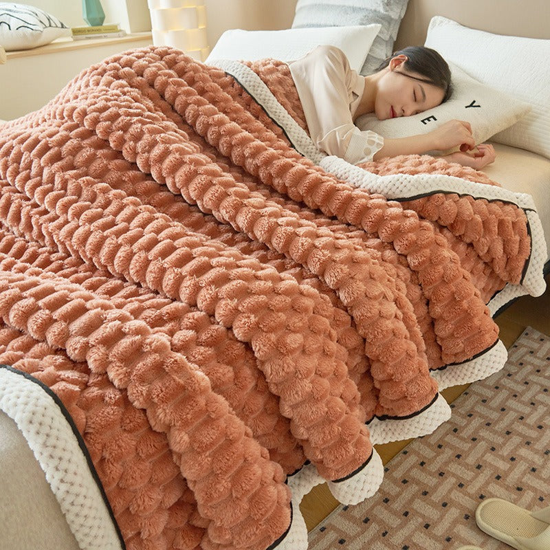 Eloise Collection Soft Flannel Fleece Blanket With Velvet Design For Year Round Comfort